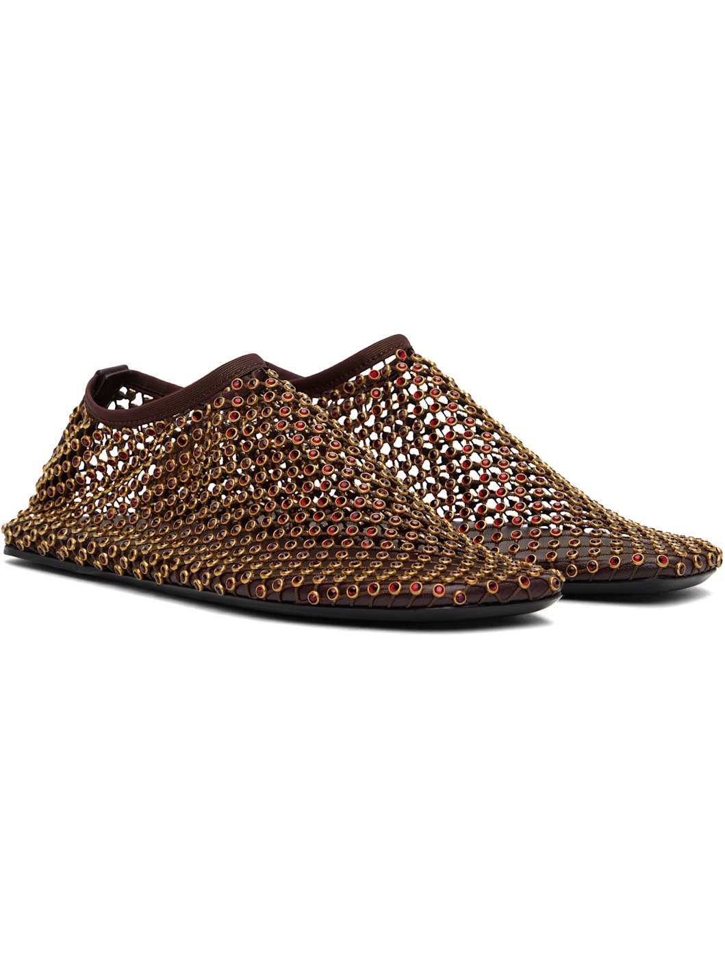 Brown Minette Crystal Ballerina Flats - 4