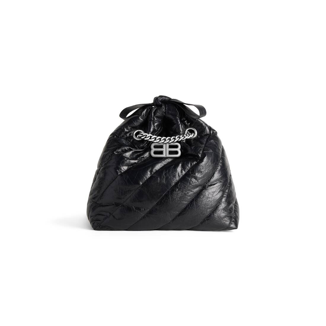 Women's Crush Small Tote Bag Quilted in Black - 7