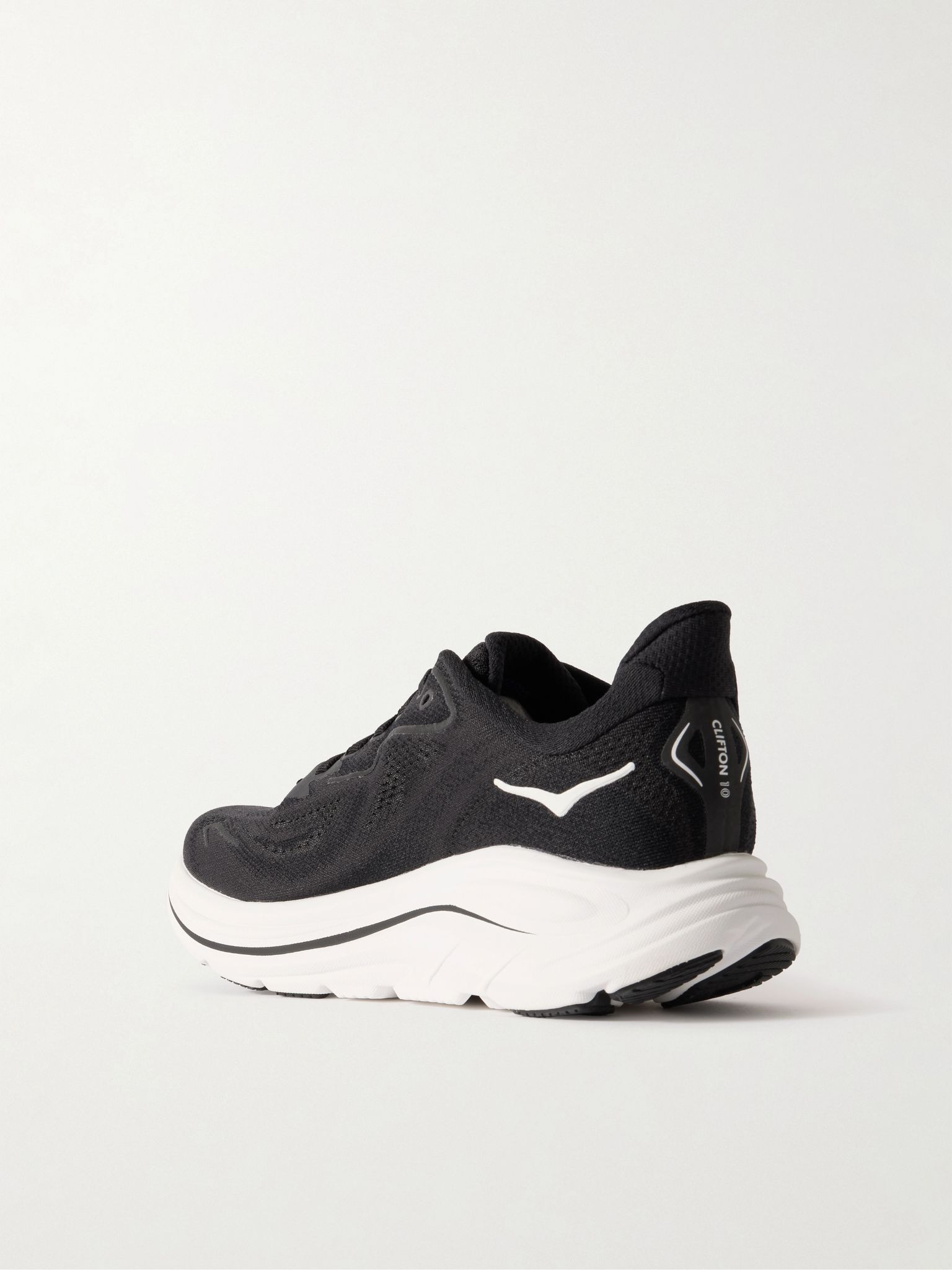 Clifton 10 rubber-trimmed jacquard-mesh sneakers Black - 3