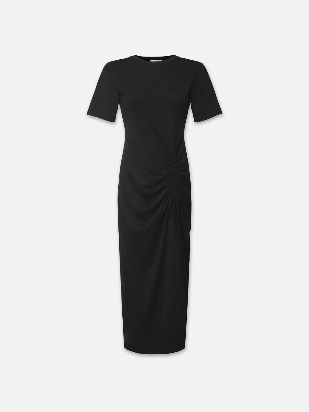 Ruched Front Tie Dress in Black - 1
