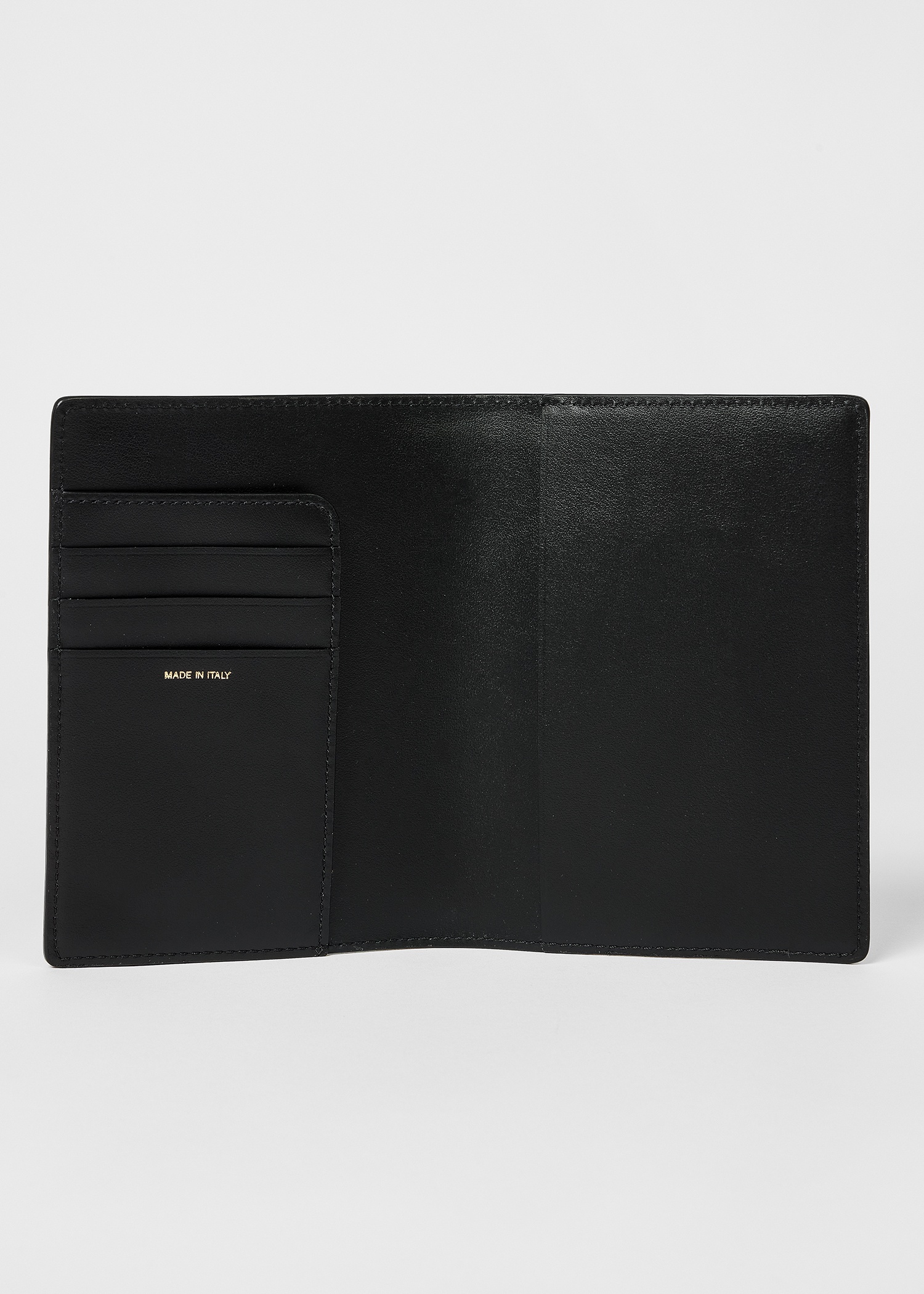 Black Leather 'Signature Stripe Block' Passport Holder - 3