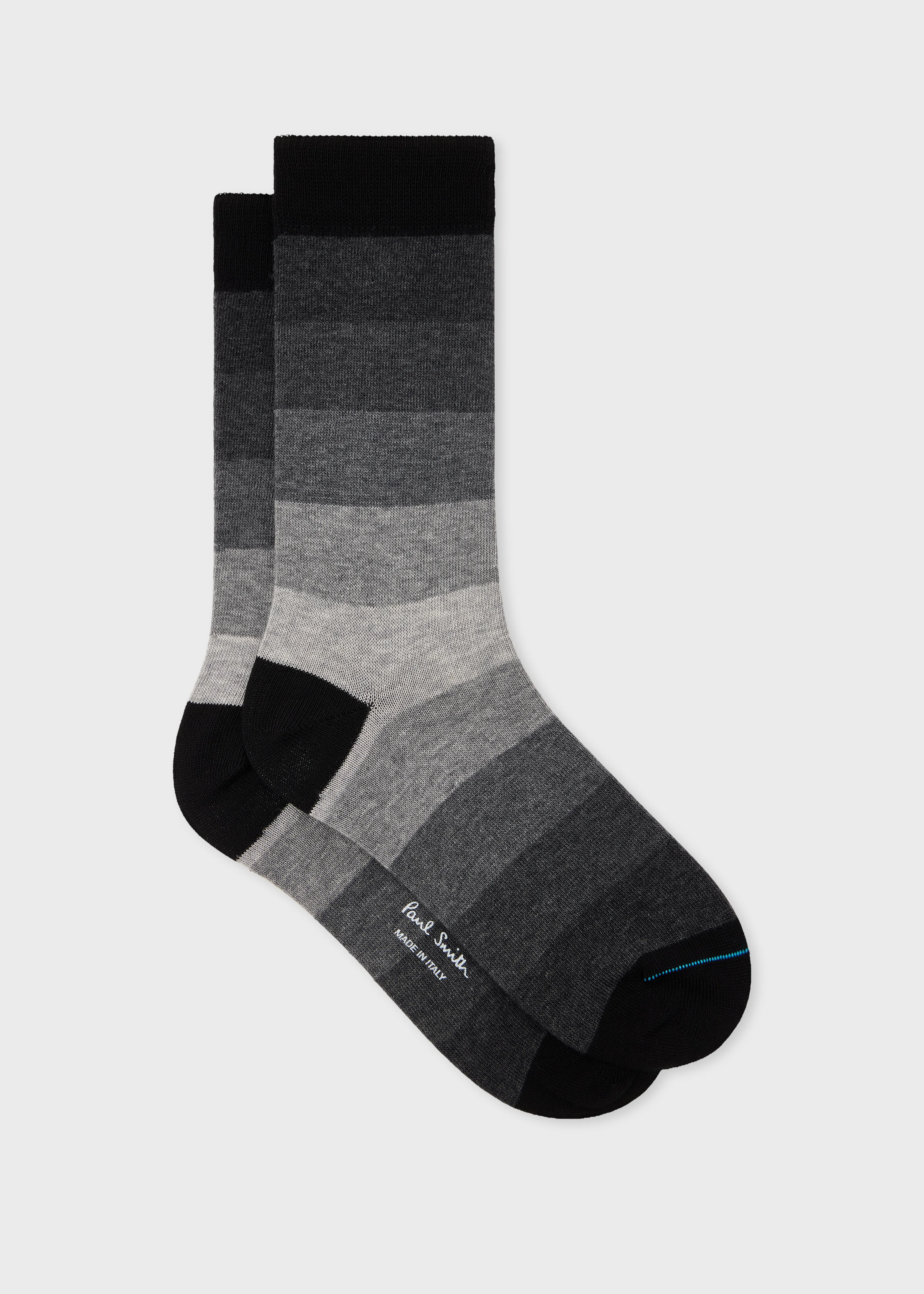 Women's Black Cotton-Blend Ombre Stripe Socks - 1