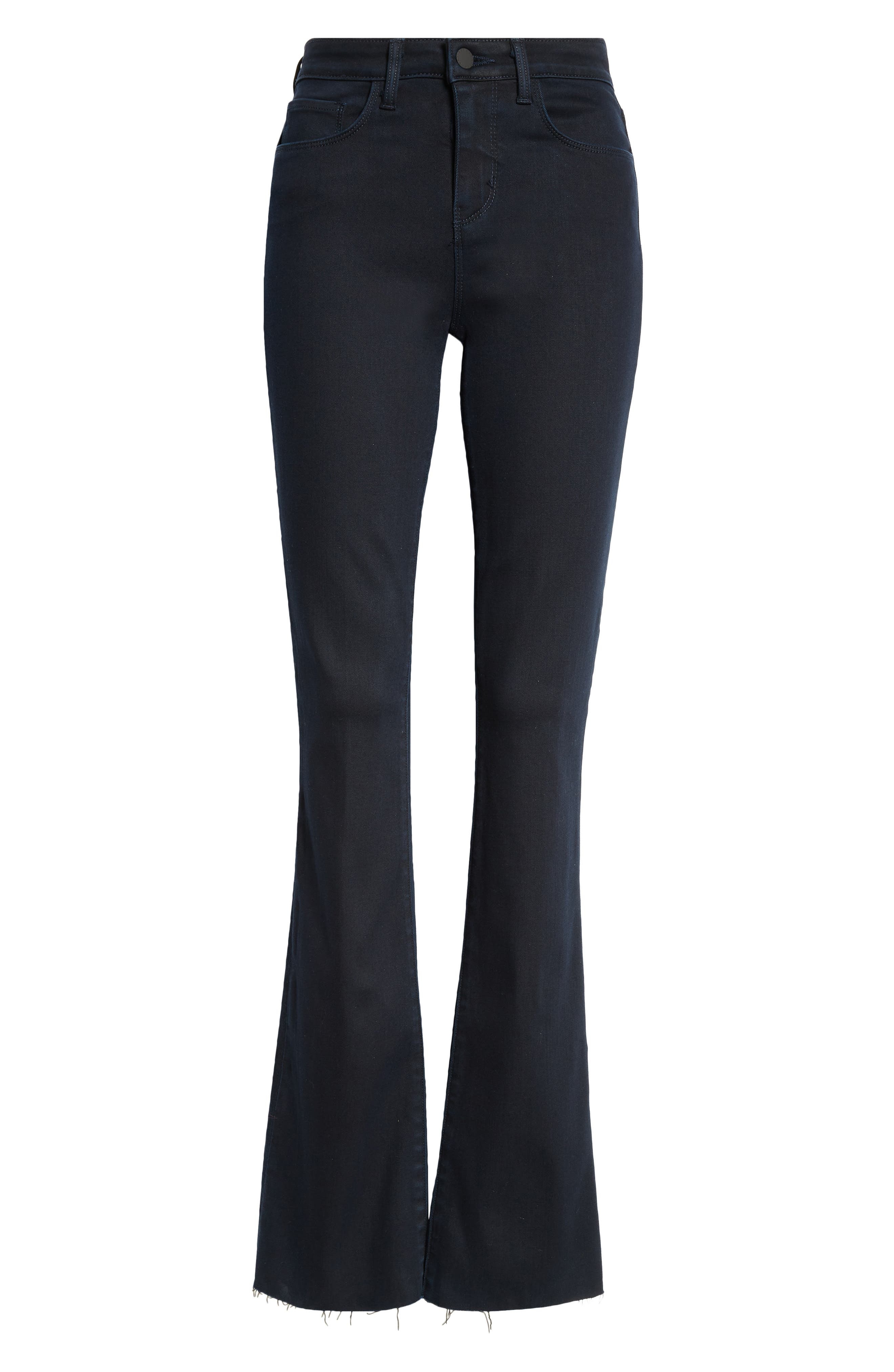 L'AGENCE Ruth Coated High Waist Raw Hem Straight Leg Jeans in Metro Coated at Nordstrom - 6