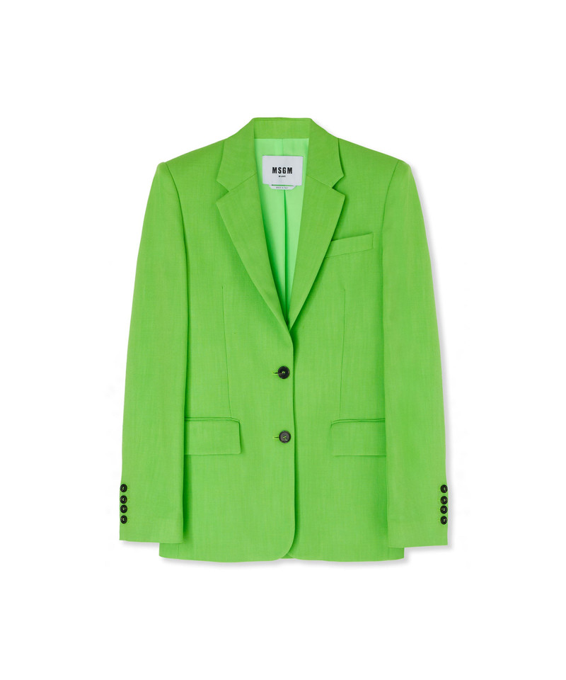 Flamed viscose canvas regular single-breasted jacket - 1