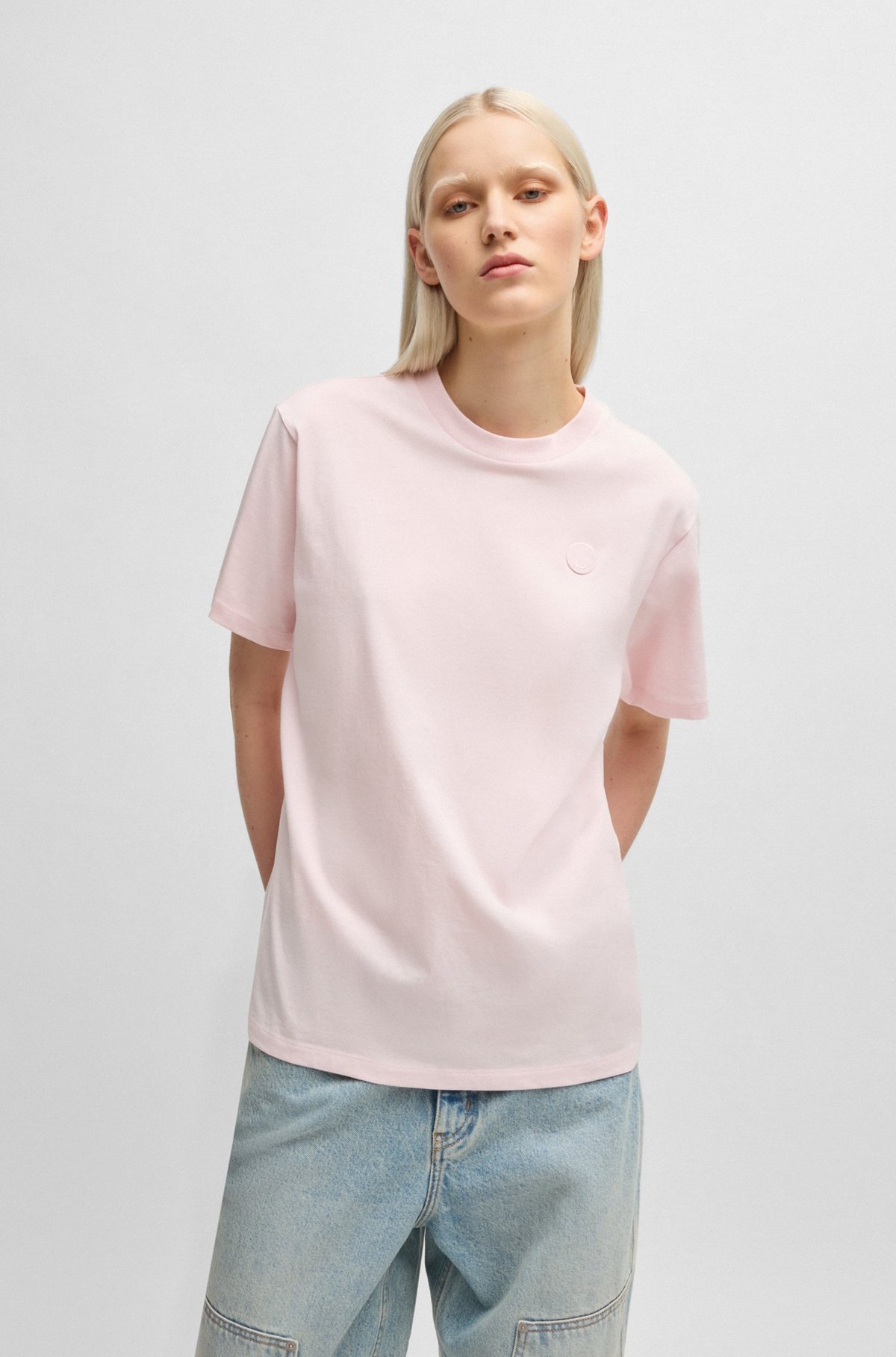 COTTON JERSEY T-SHIRT WITH CURVED LOGO - 2