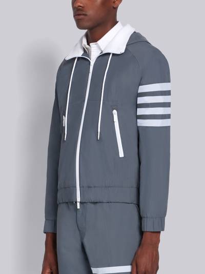 Thom Browne Medium Grey Ripstop Zip-Up 4-Bar Hoodie outlook