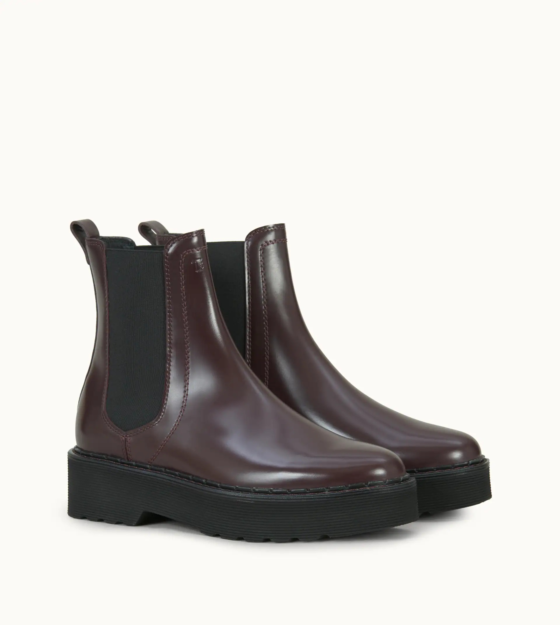 ANKLE BOOTS IN LEATHER - BURGUNDY - 3