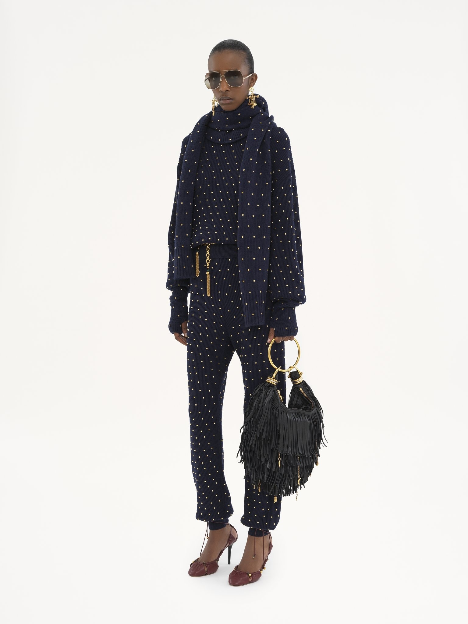 STUDDED CREW-NECK SWEATER IN WOOL & CASHMERE KNIT - 3