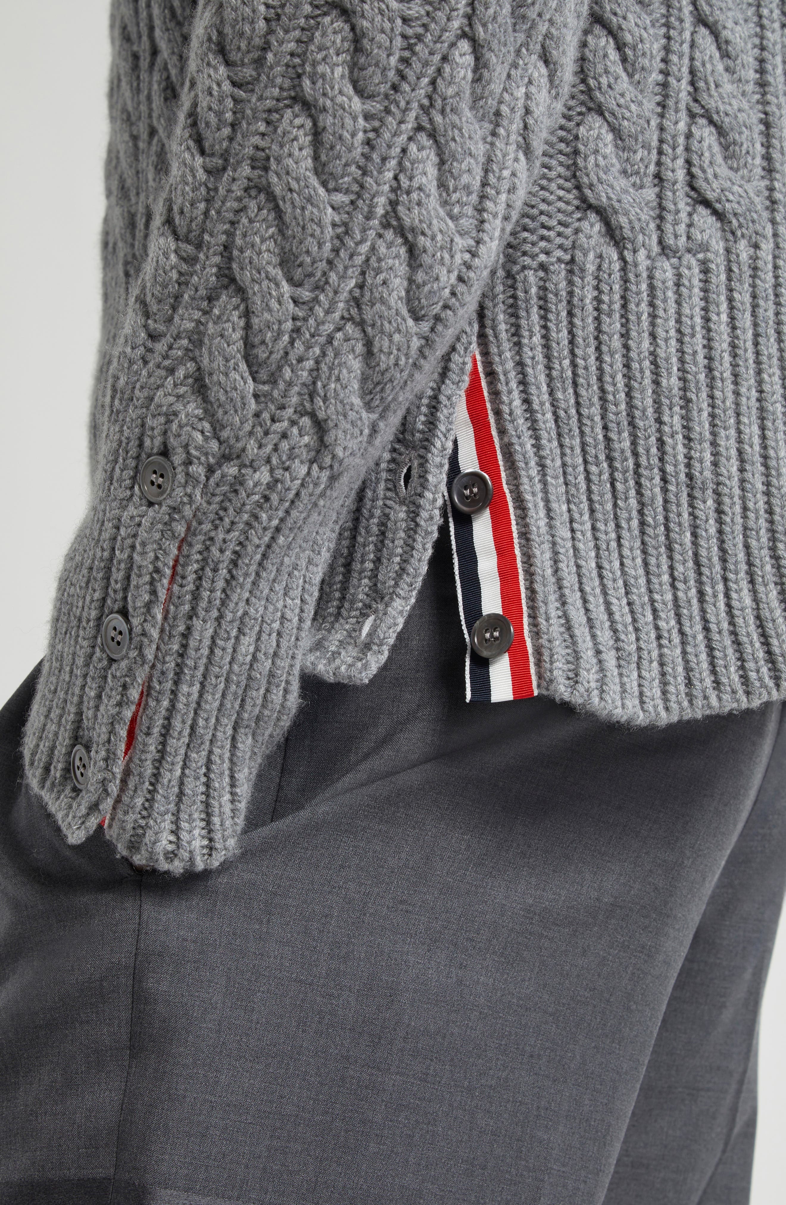 Thom Browne Classic Cable Knit Cashmere Turtleneck Sweater in Light Grey at Nordstrom - 5