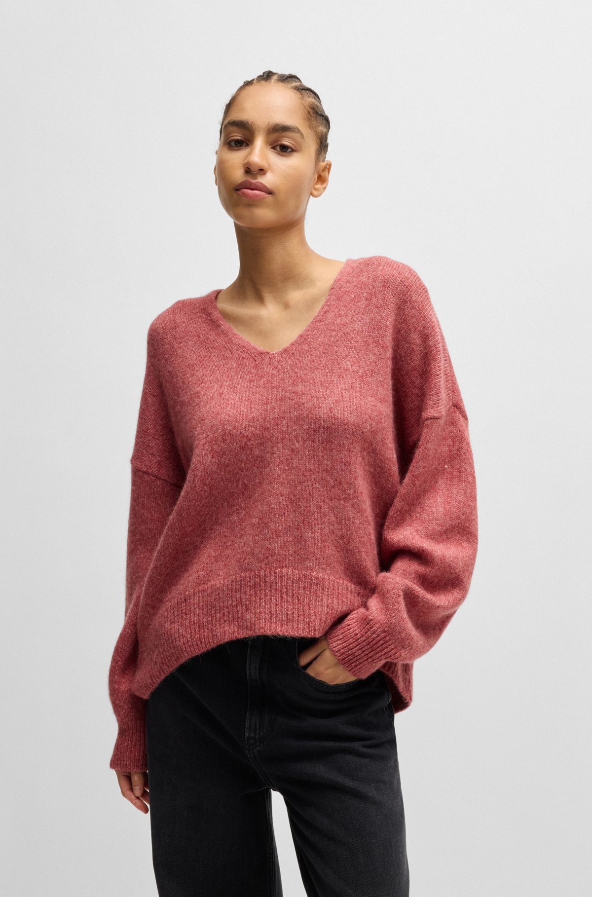 RELAXED-FIT SWEATER WITH V NECKLINE - 2