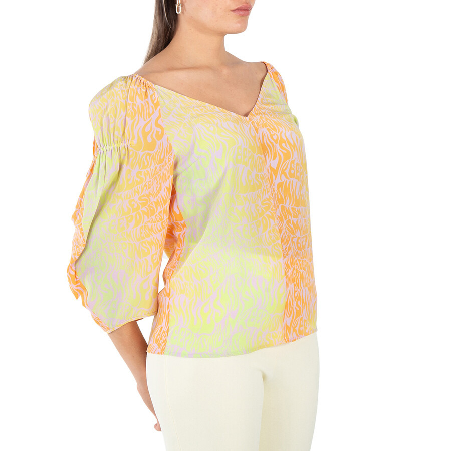 Stella McCartney Ladies Purple Tie-Dyed V-Neck Blouse - 2