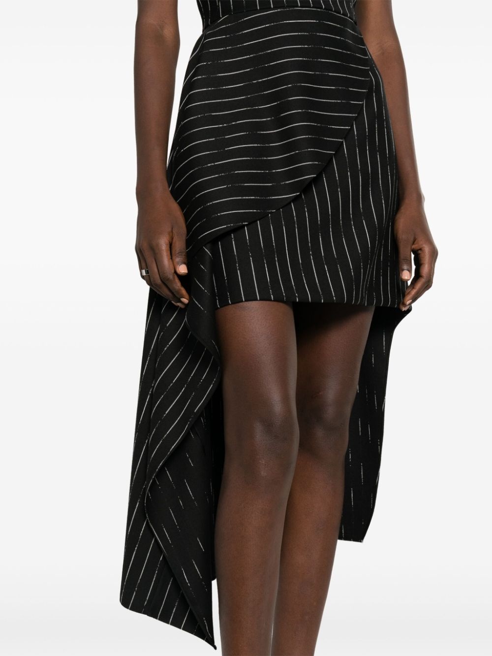 Broken-Pinstripe asymmetric tailored dress - 5