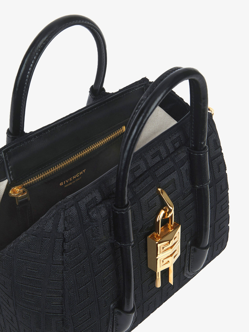 MINI ANTIGONA LOCK BAG IN 4G EMBROIDERED CANVAS 6