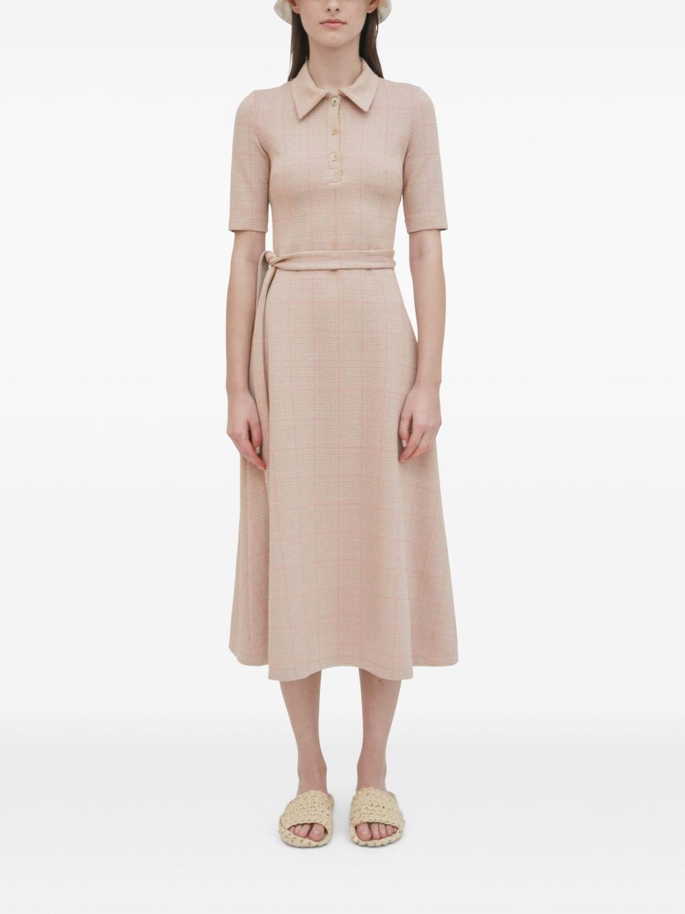 plaid-pattern polo dress - 2