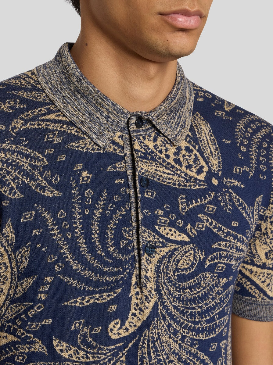 KNIT COTTON JACQUARD POLO SHIRT - 3