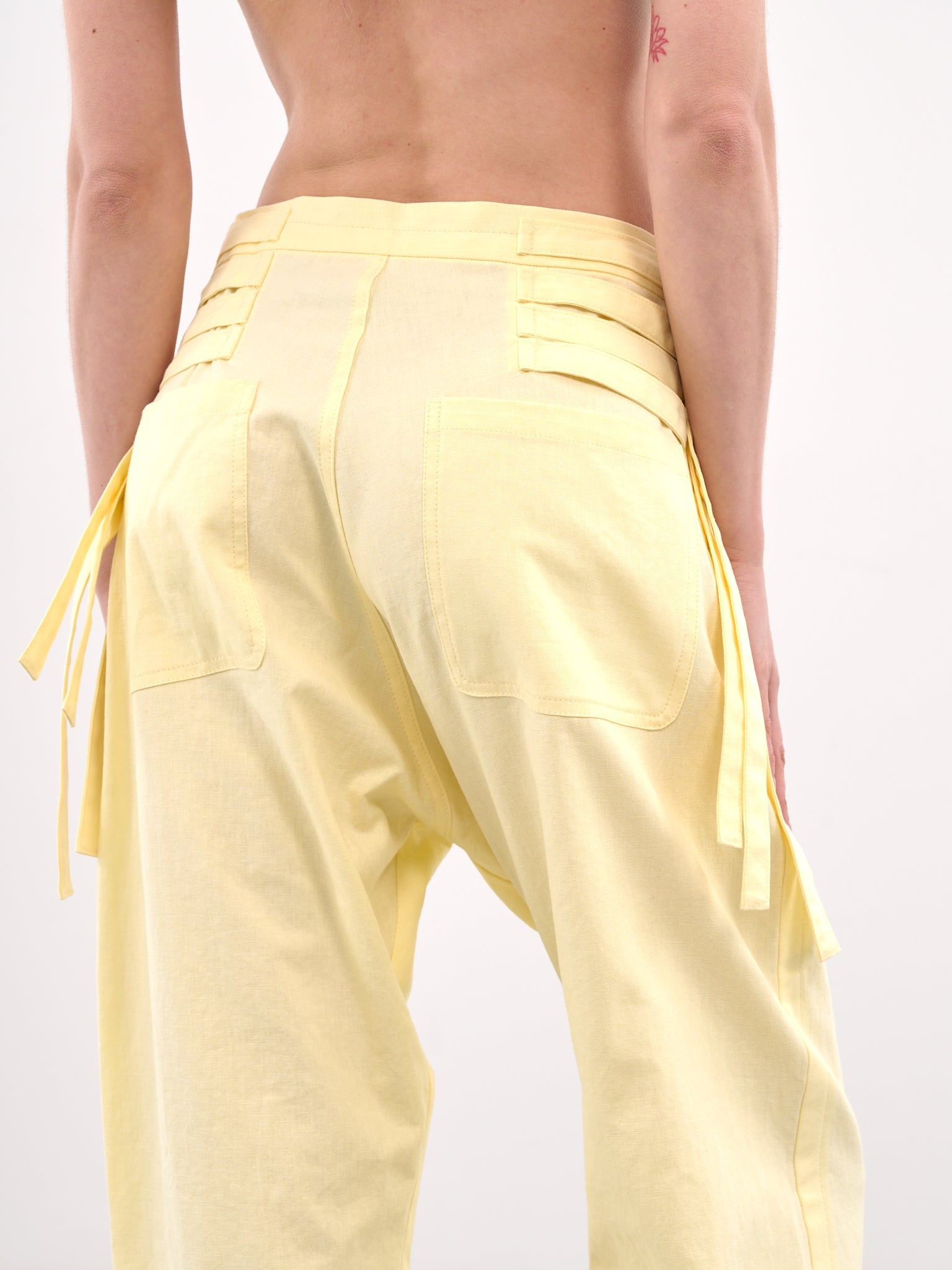 Yellow Belted Cotton-Linen Jeans - 4