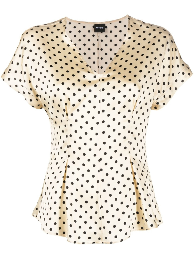 polka-dot flared silk blouse 1