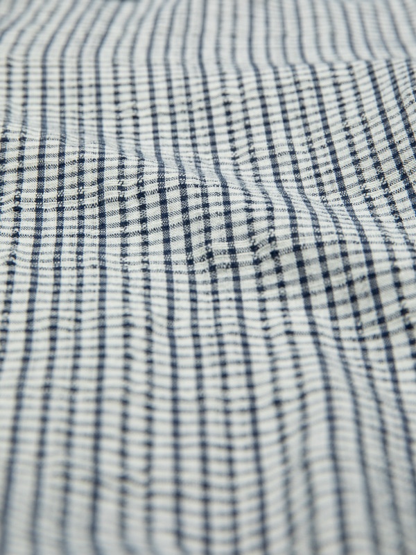 Juni Check Indigo Blouse Blue/Offwhite - 8