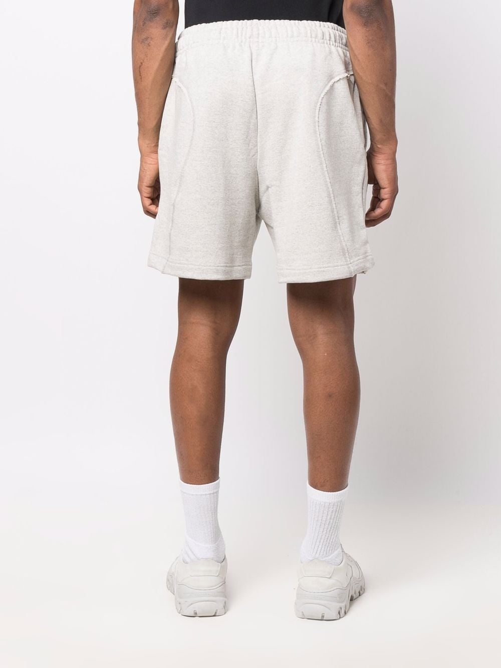 raw cut-finish cotton track shorts - 4