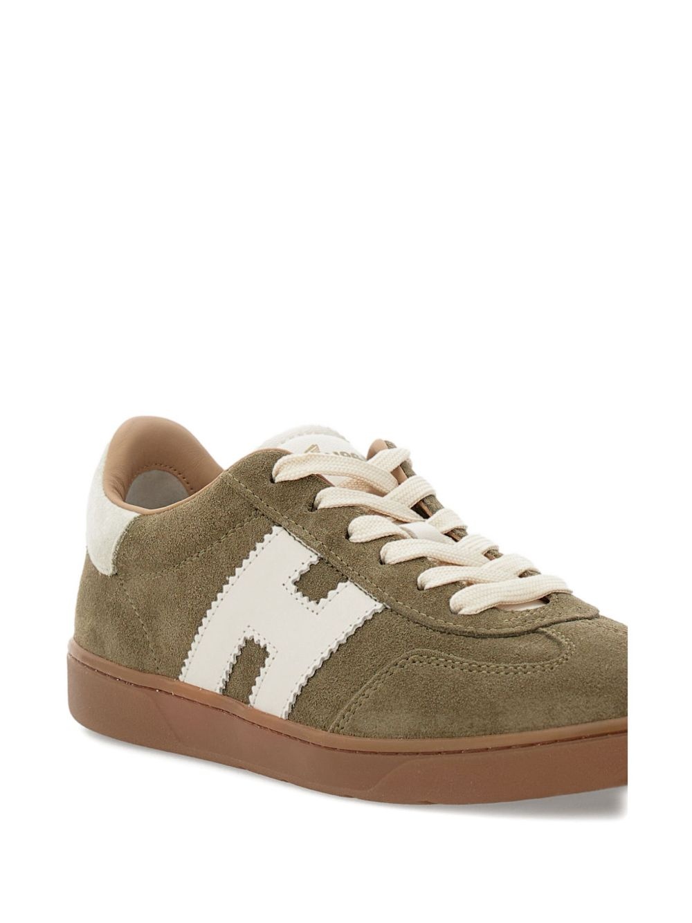 suede-panels leather H-logo sneakers - 4