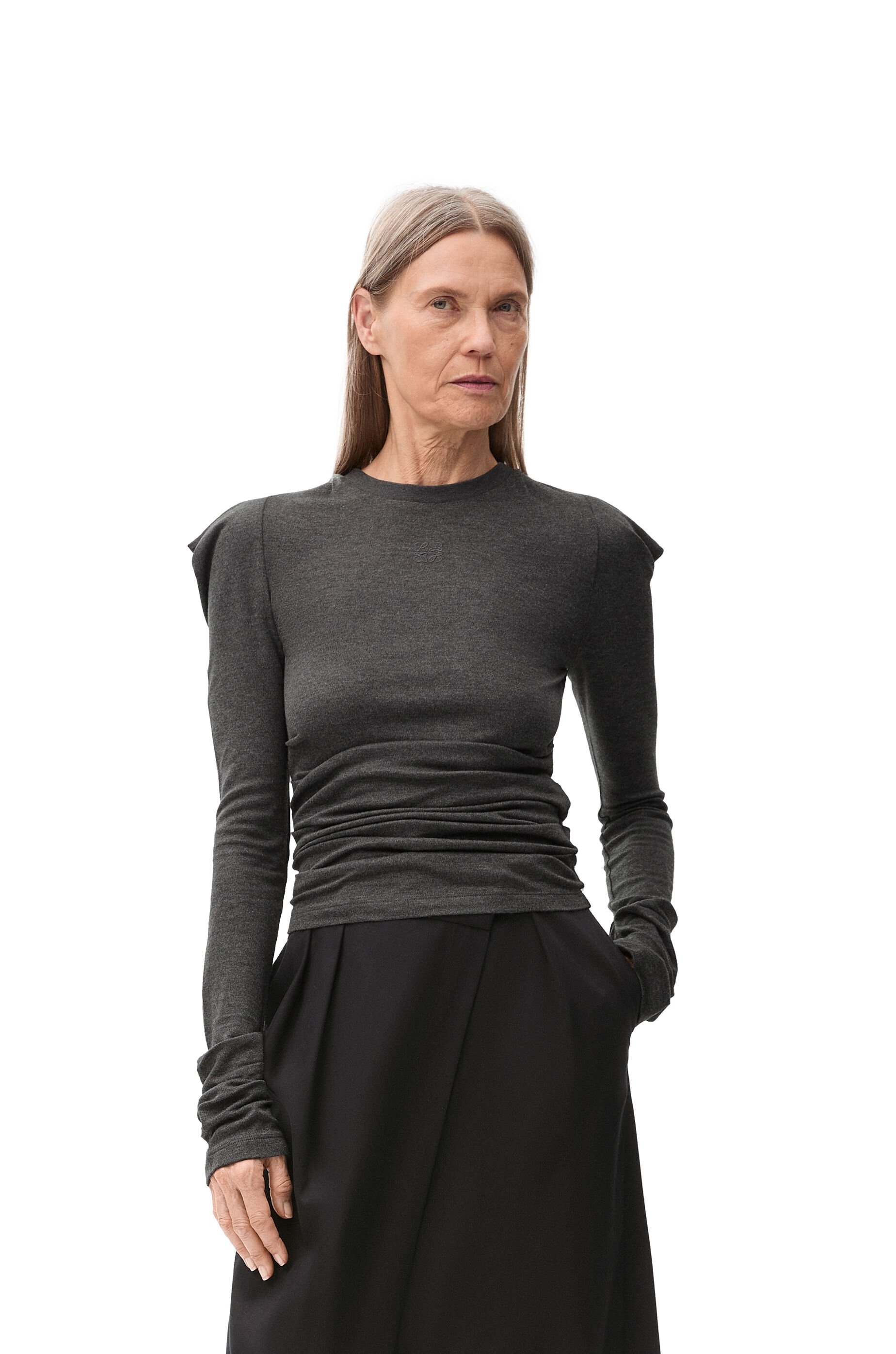 Long sleeve top in viscose and silk - 3