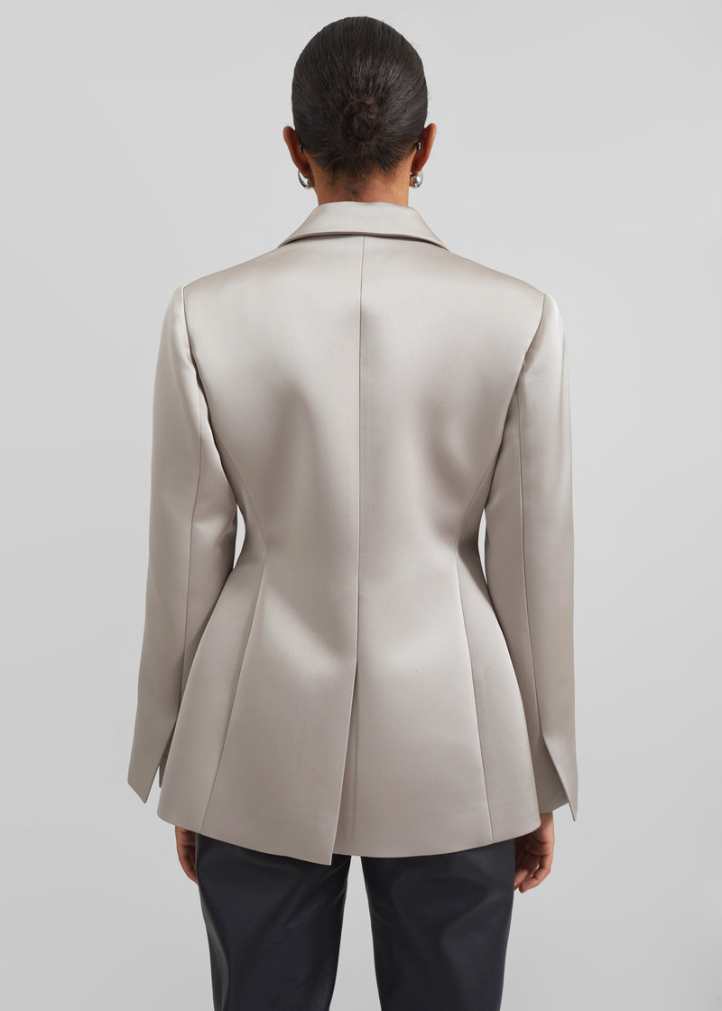 Colette Hourglass Satin Blazer - Light Taupe 8