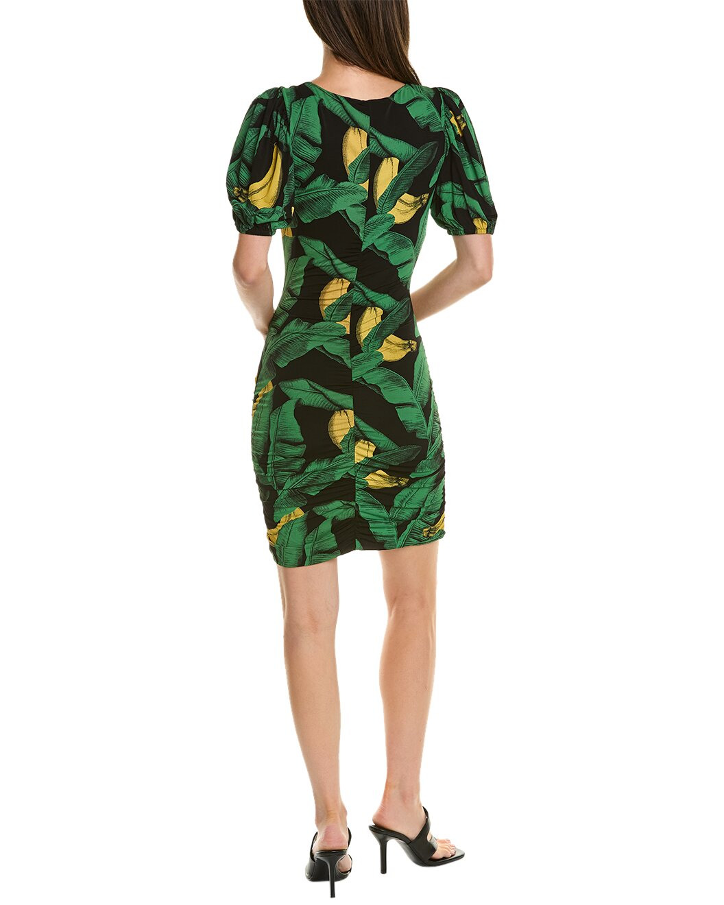 GANNI Printed Drapey Jersey Puff Sleeve Mini Dress - 2