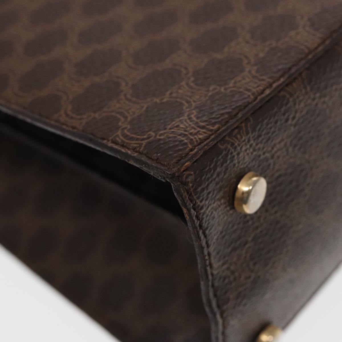 CELINE Macadam Canvas Shoulder Bag Pvc Leather Brown Gold - 15