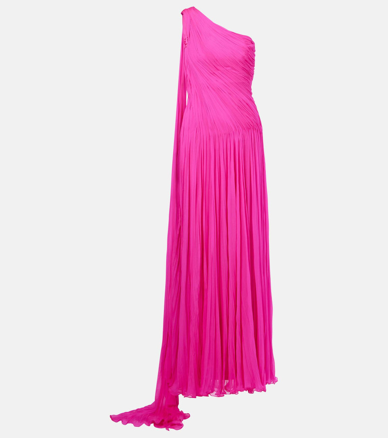 Pleated silk georgette chiffon gown 1