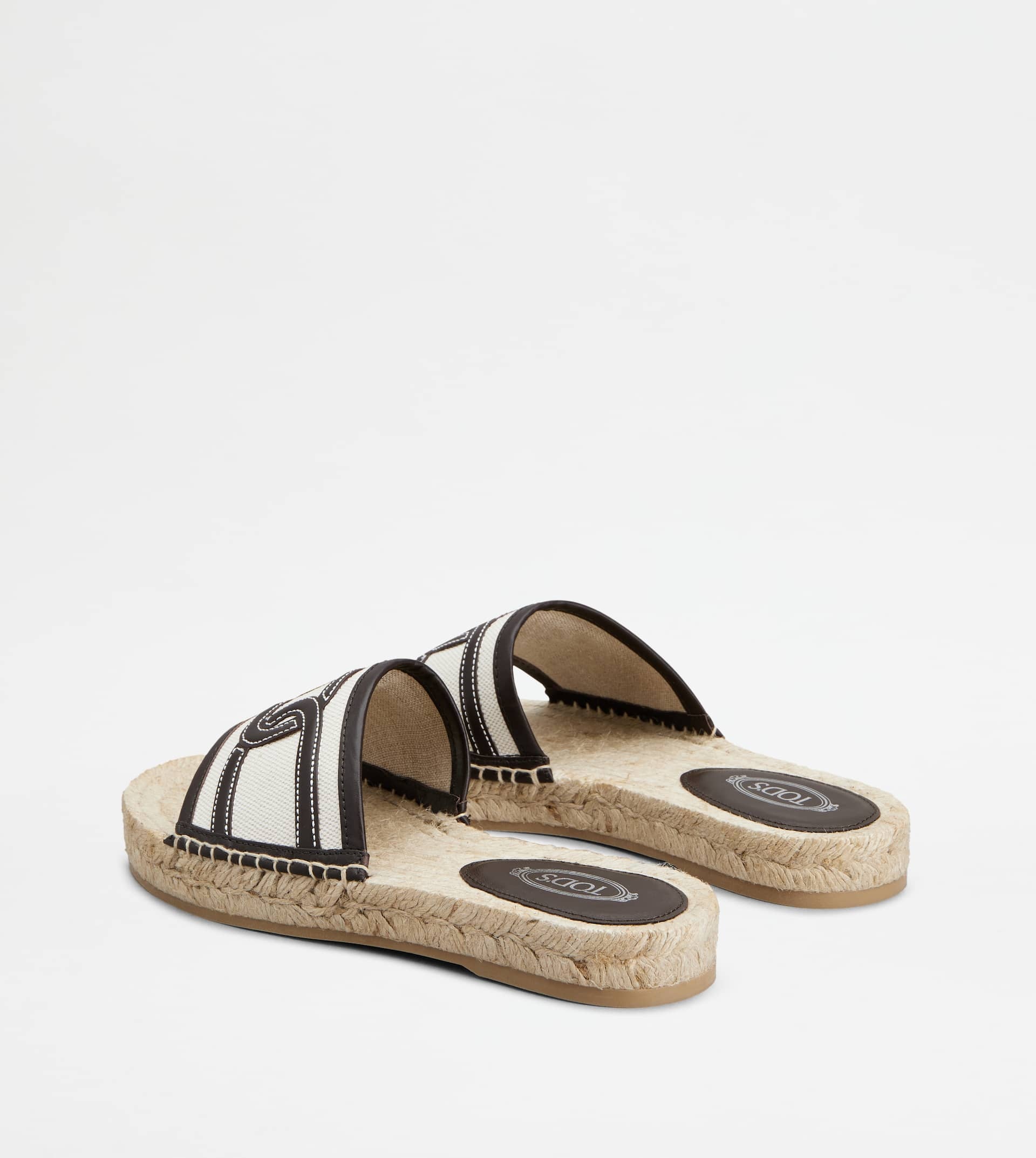 KATE SANDALS IN CANVAS AND LEATHER - WHITE, BLACK - 2
