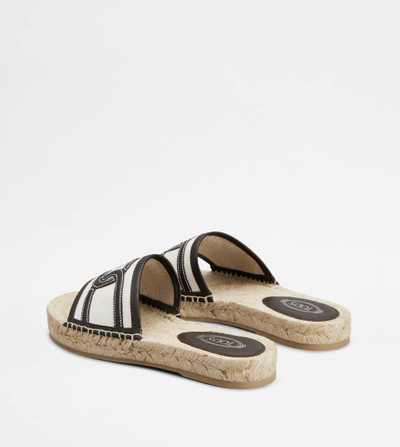 Tod's KATE SANDALS IN CANVAS AND LEATHER - WHITE, BLACK outlook