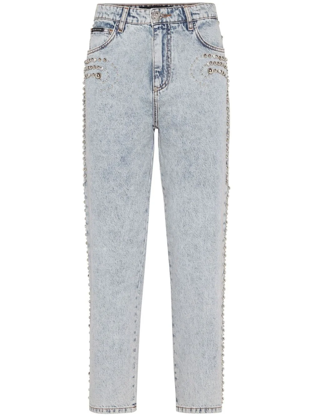 logo-patch cotton tapered jeans - 1