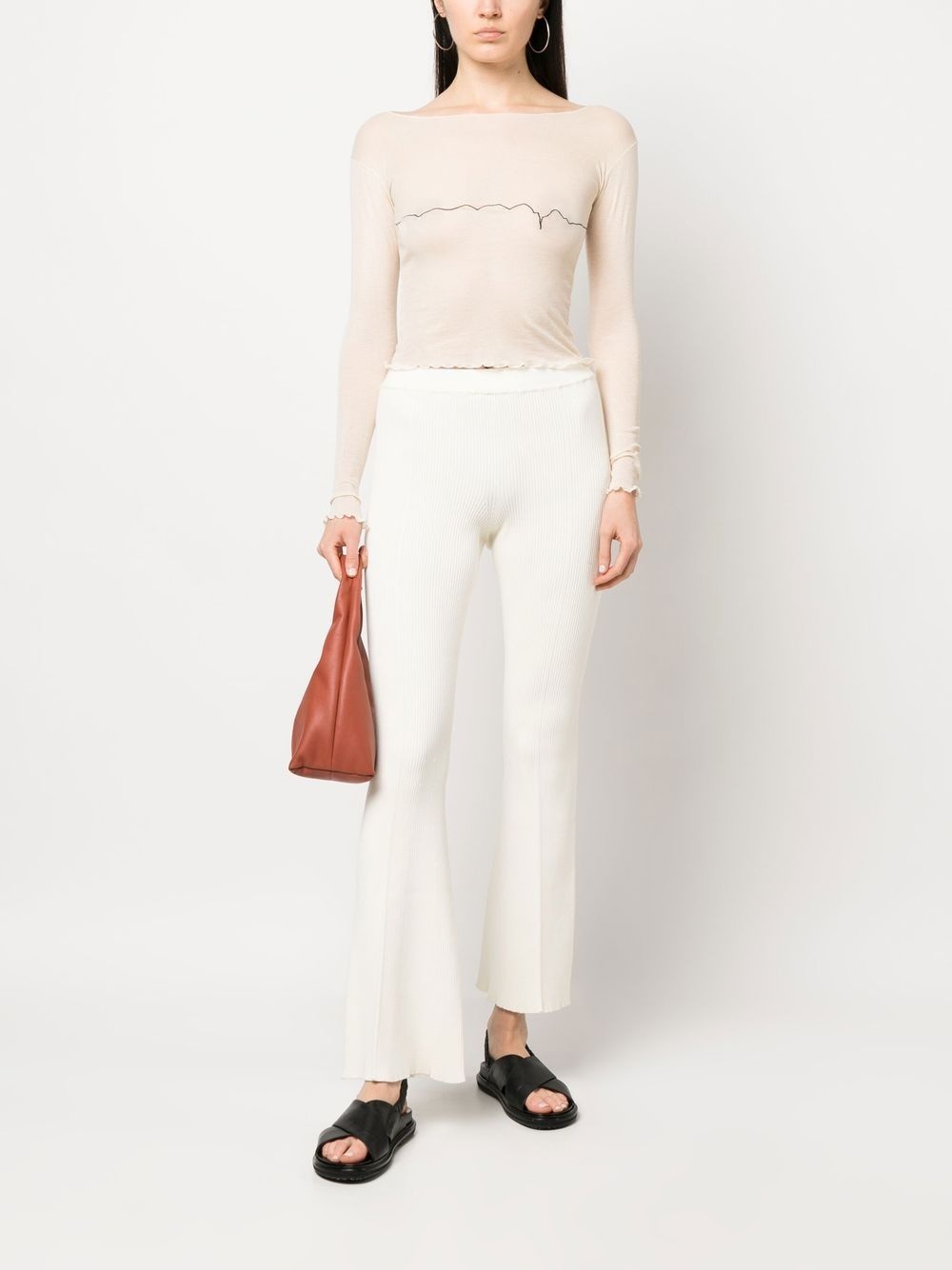 ribbed-knit high-waisted trousers - 2