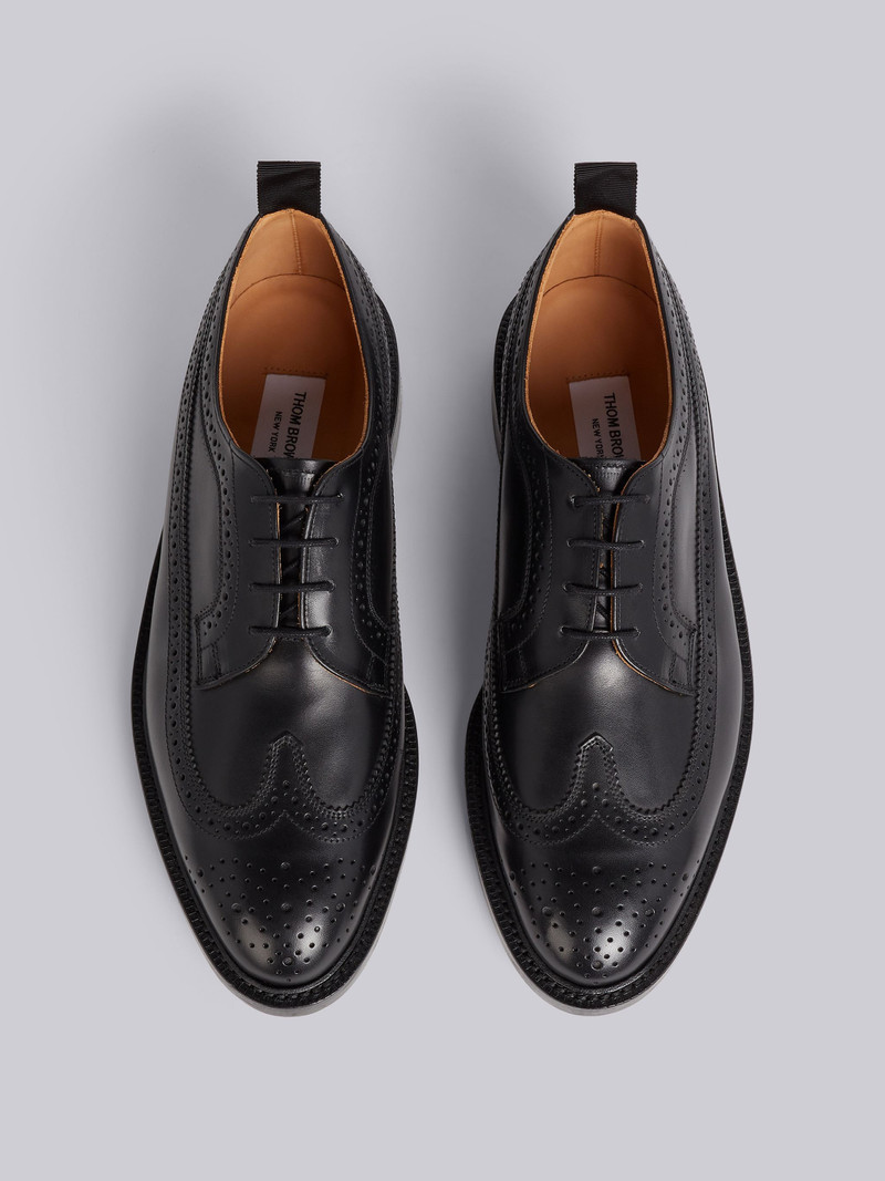 Black Shiny Calfskin Leather Sole Longwing Brogue 4