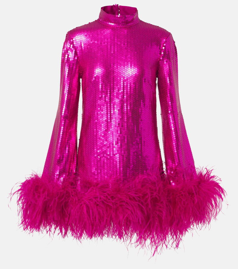 Gina sequined feather-trimmed minidress 1