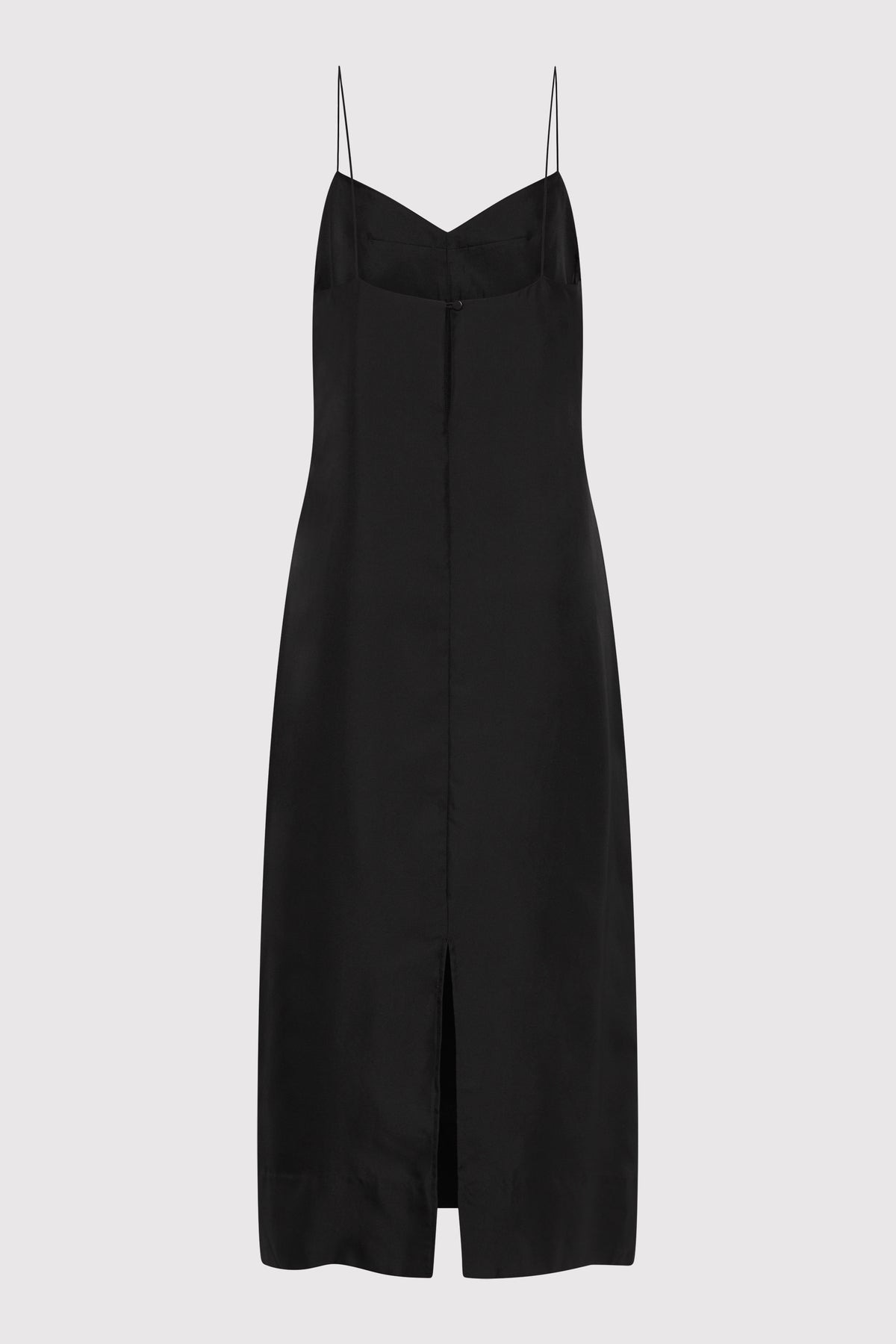 Silk Twill Slip Dress - Black - 11