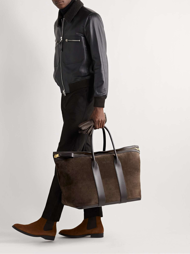 TOM FORD Buckley Leather-Trimmed Suede Tote Bag outlook