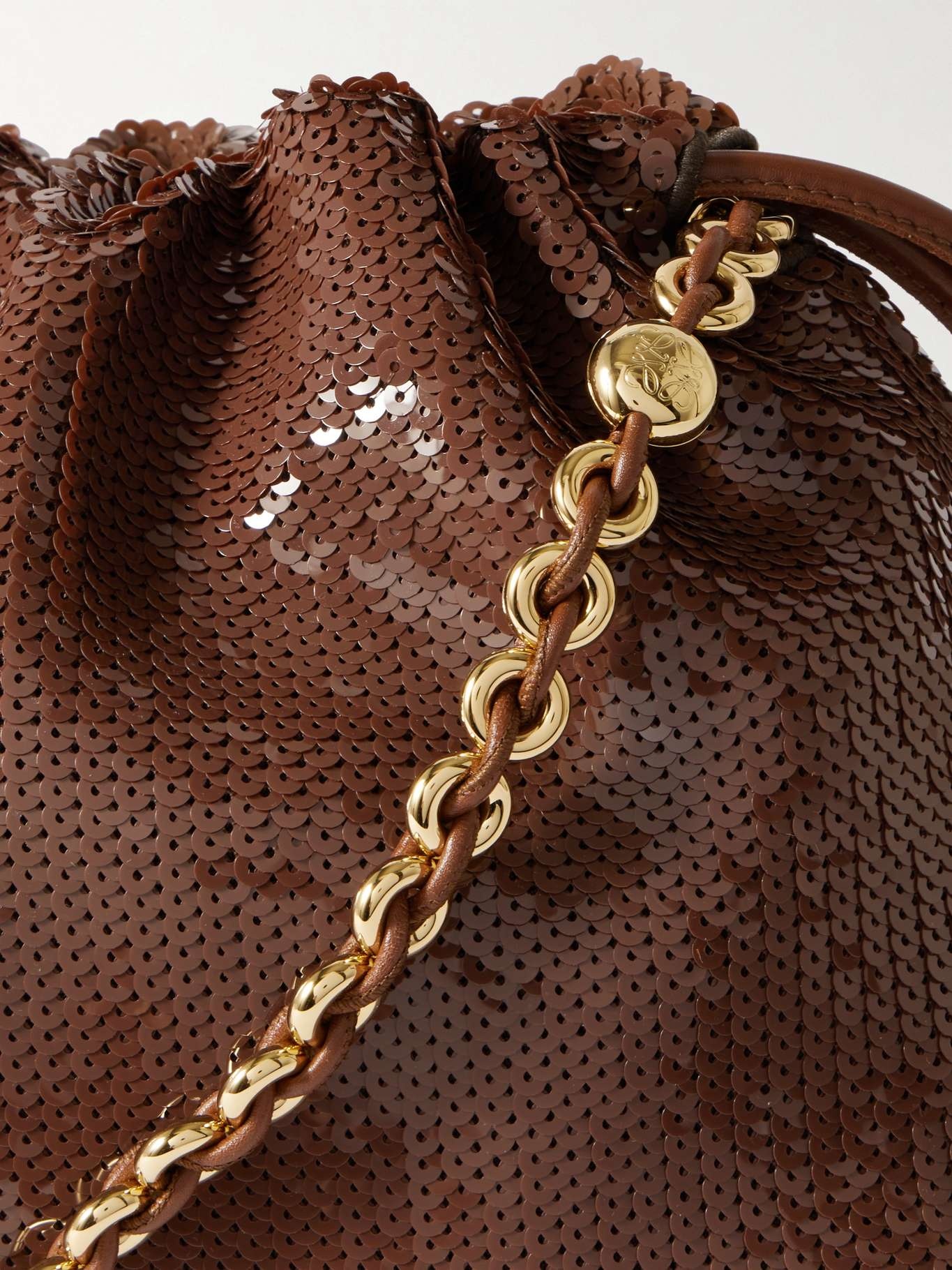 Flamenco sequined leather clutch Chocolate - 4
