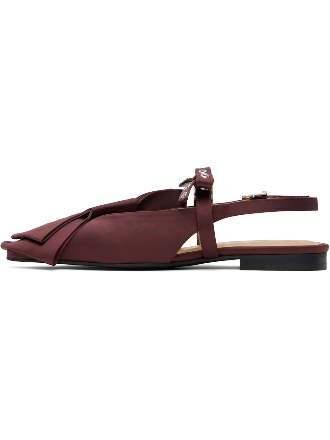 Burgundy Big Bow Slingback Flats - 3