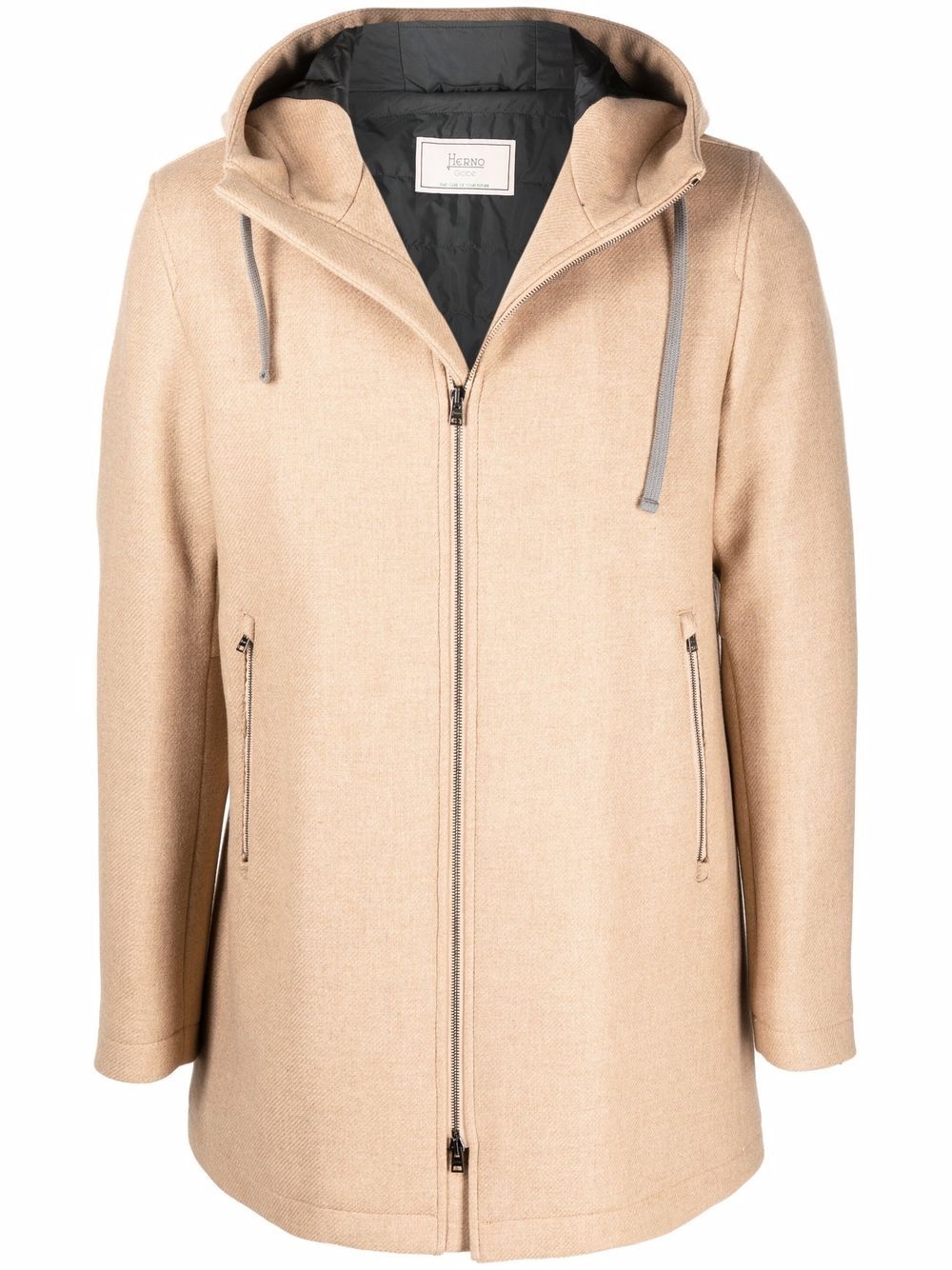 zip-up hooded down coat - 1