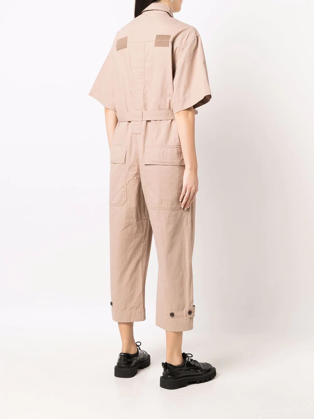 short-sleeve belted-waist jumpsuit - 4