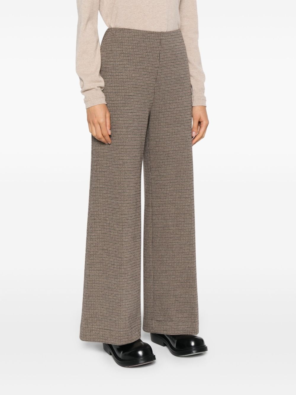 tattersall-check flared trousers - 3