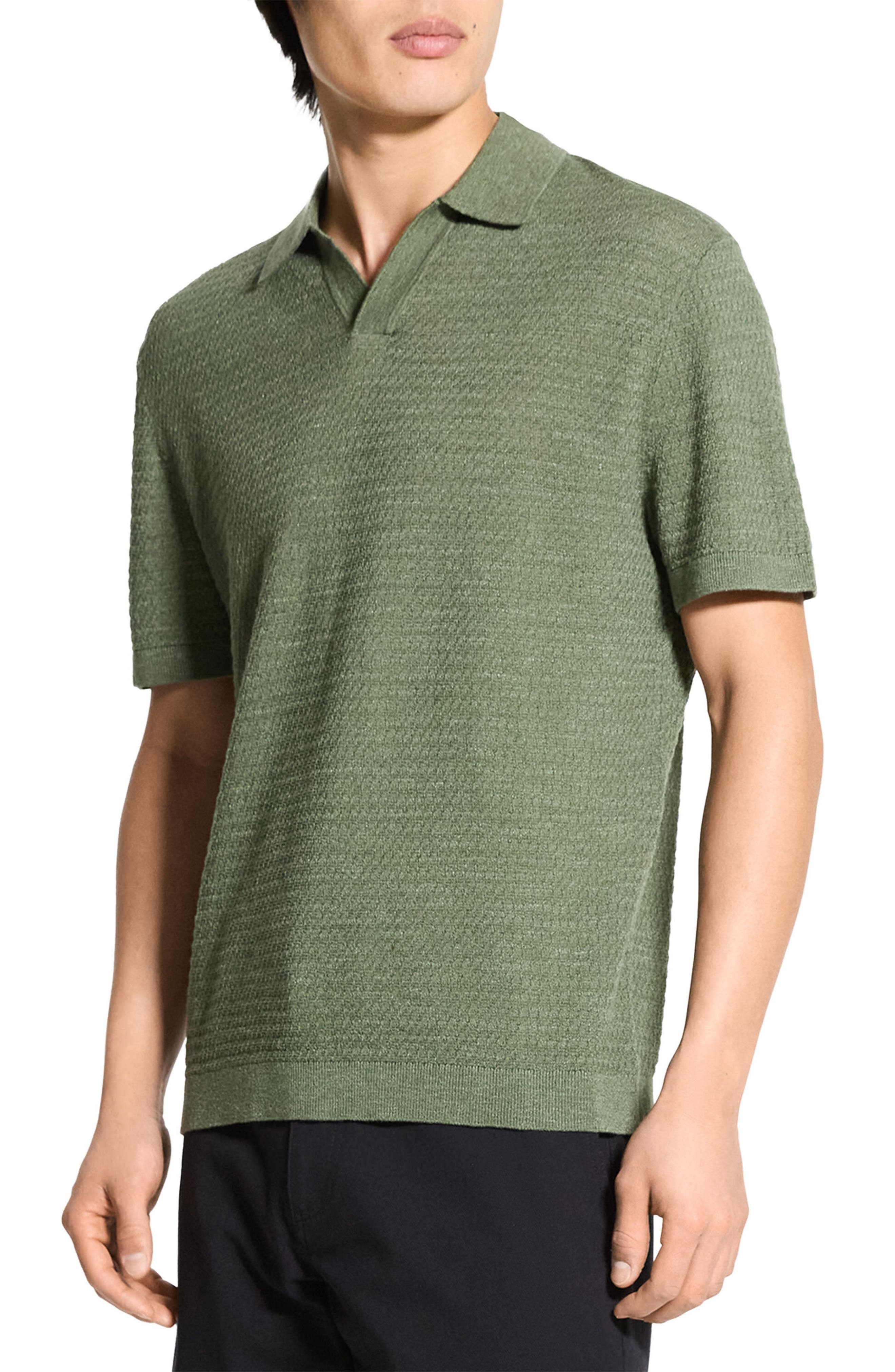 Theory Brenan Linen Blend Polo in Orchard at Nordstrom - 3