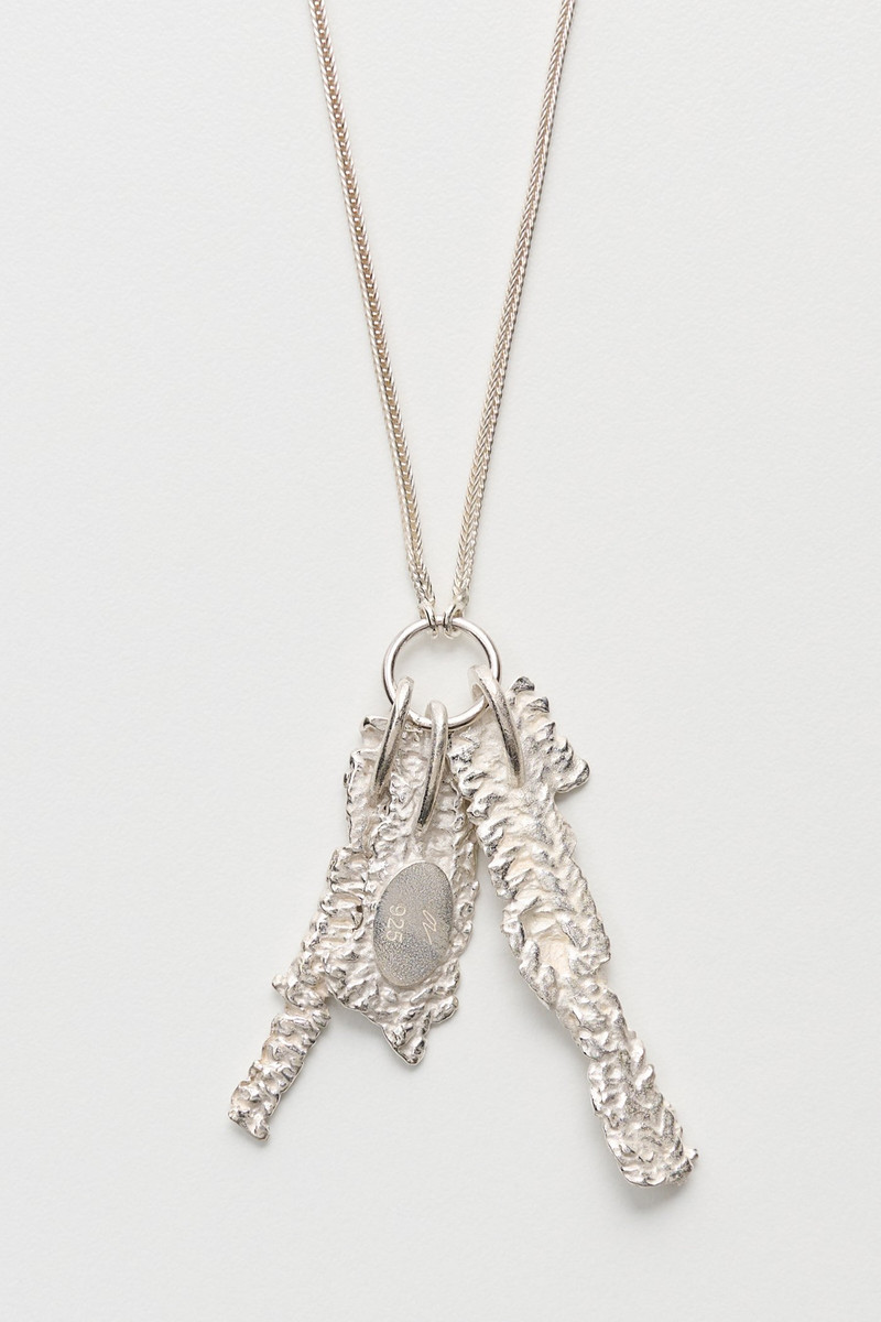 Casted Knit Necklace Frosted White Sterling Silver 3