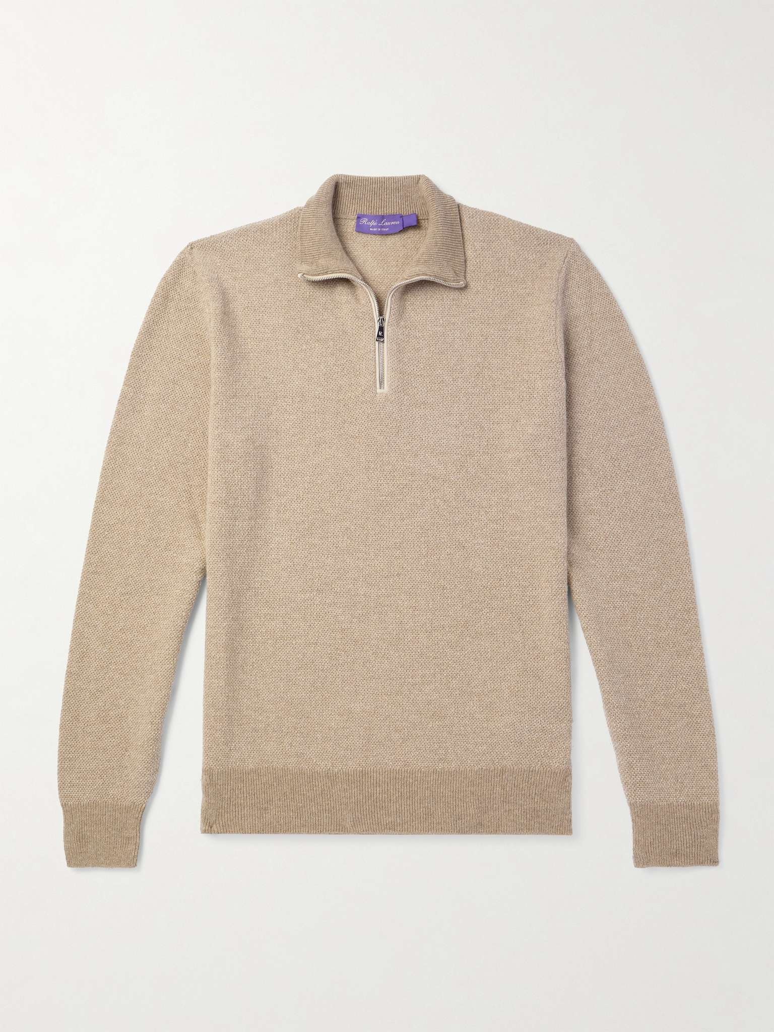 Birdseye Cashmere Half-Zip Sweater - 1