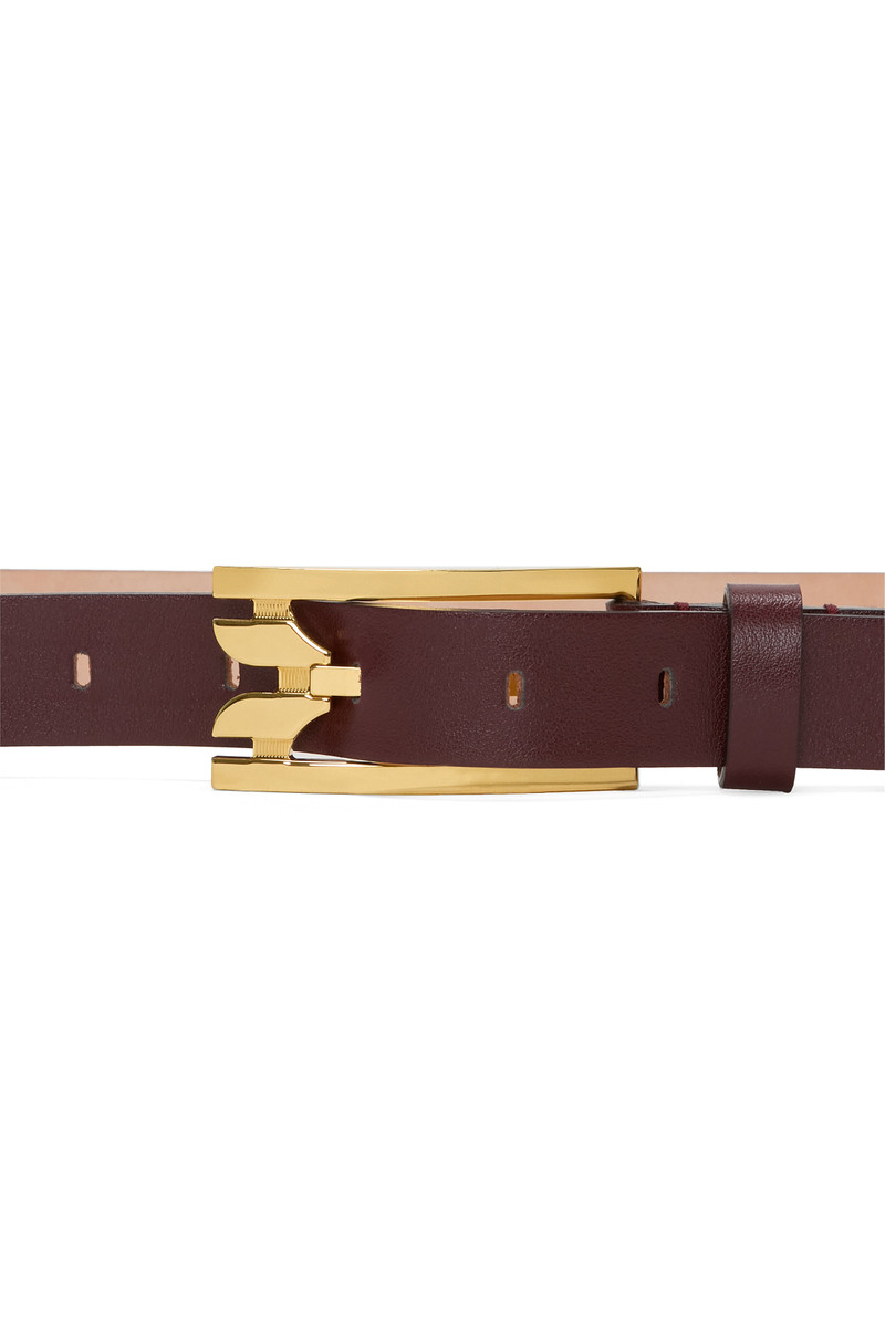 Victoria Beckham Dorian Pin-Buckle Belt In Burgundy Smooth Leather outlook