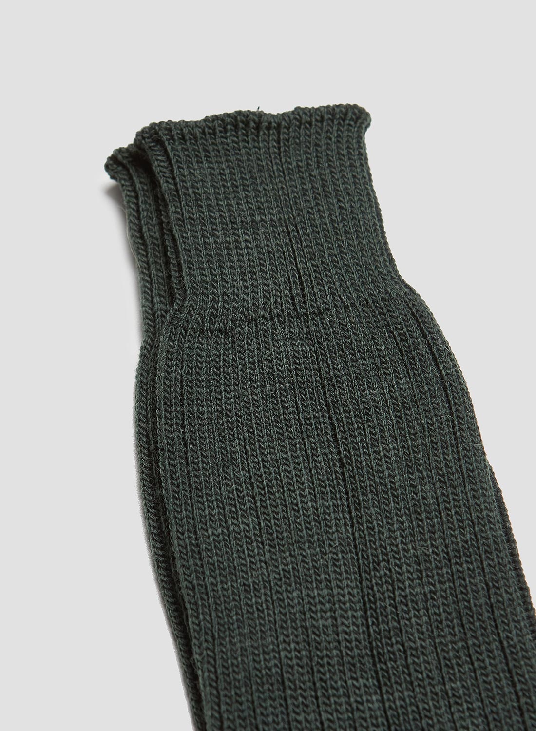 Ribbed Wool Crew Sock in Bottle Green - 2