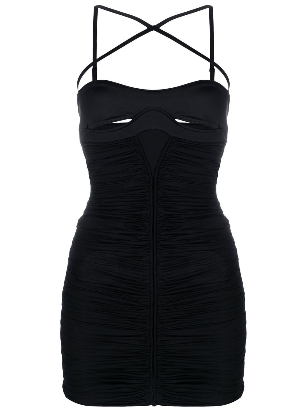 cut-out detail ruched minidress - 1