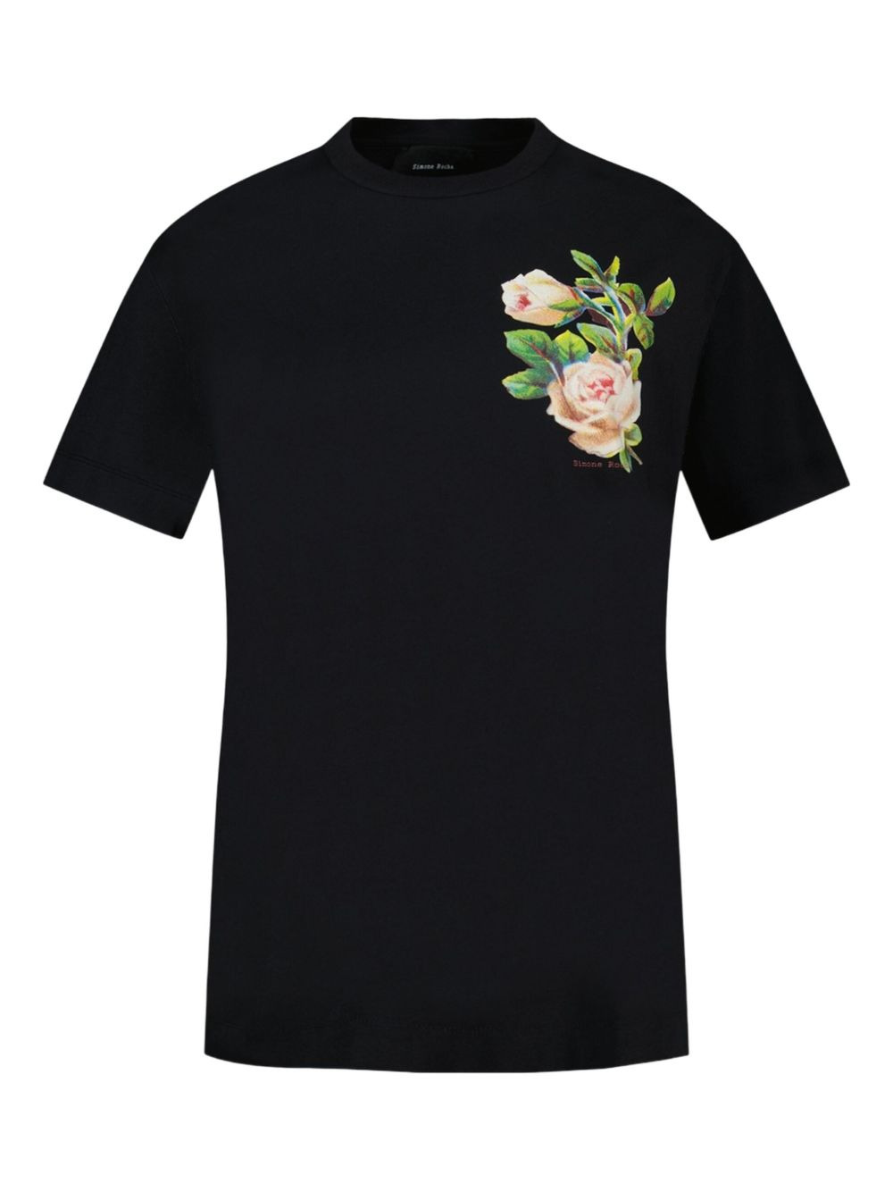 rose print cotton T-shirt - 1
