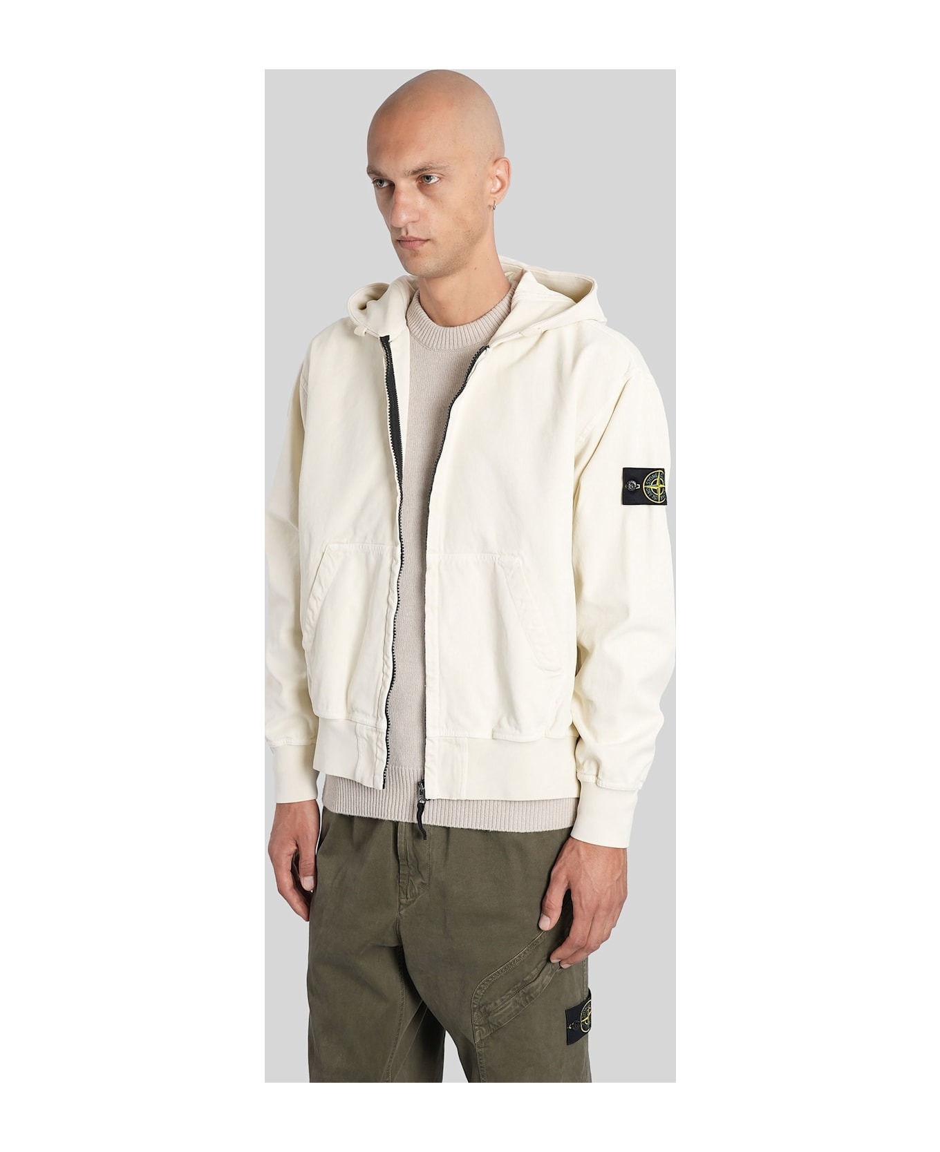 Casual Jacket In Beige Cotton - 4